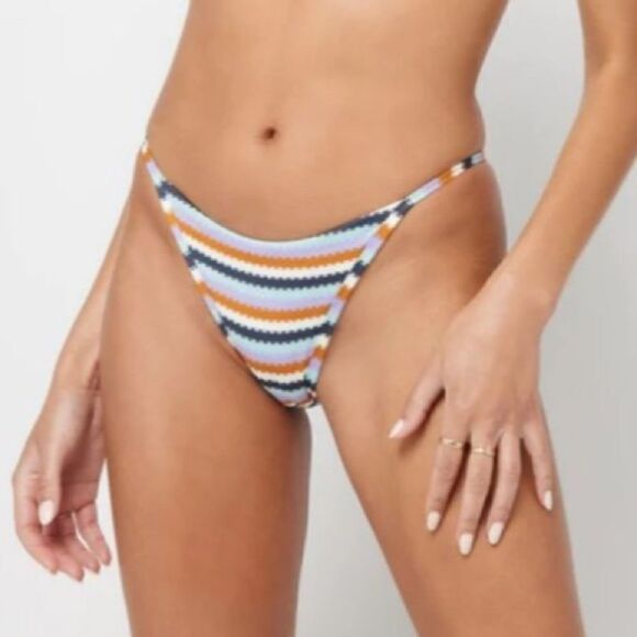 NWOT New L*space Printed Stripe Jay Bikini Bottom Large Summer Beach Vacation - Picture 1 of 8